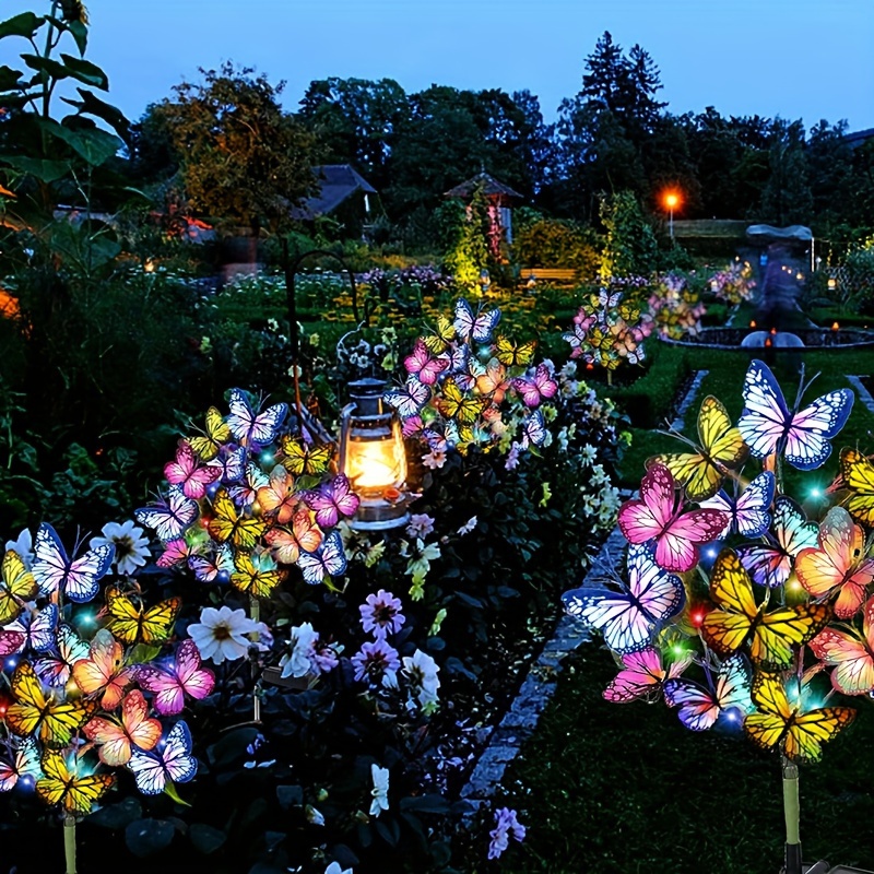 Outdoor Lighting For Christmas - Солнечные светодиодные садовые фонари-бабочки, водонепроницаемые красочные