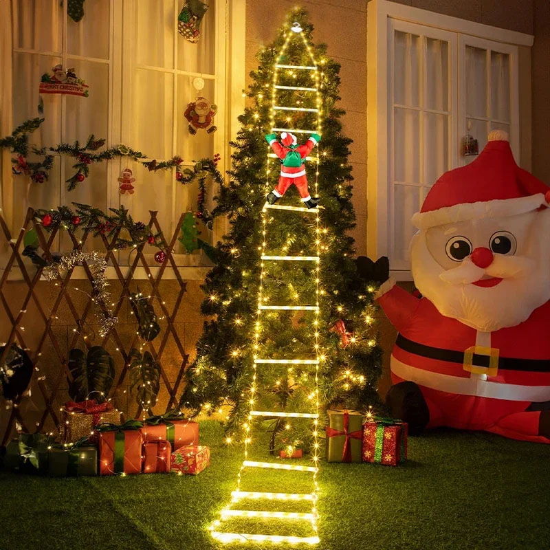 Outdoor Lighting For Christmas - Светодиодные рождественские гирлянды-лестницы с Дедом Морозом
