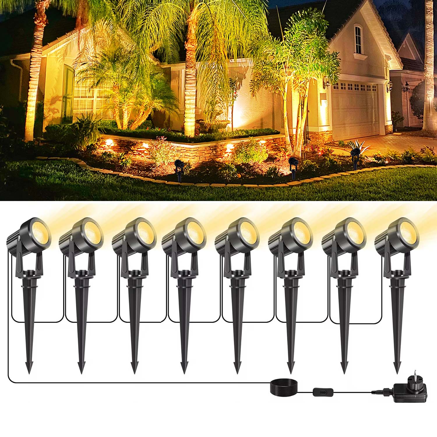 Outdoor Lighting Uk - 4/6/8LEDS 3000K уличный прожектор пейзажный IP65