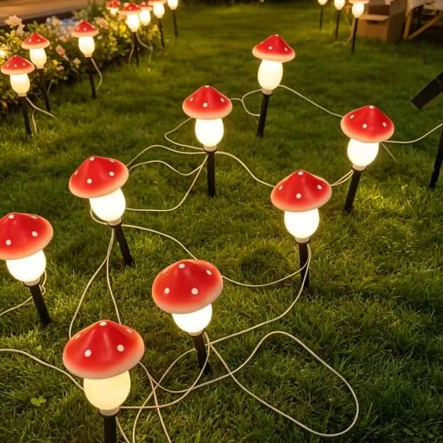 Outdoor Lighting For Christmas - Солнечные гирлянды-грибы, водонепроницаемые уличные светильники на